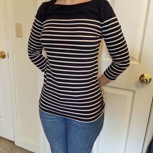 Merona Navy and White strip tee